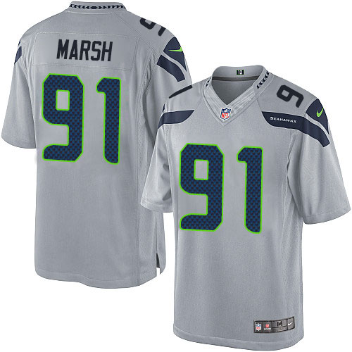 Men's Limited Cassius Marsh Nike Jersey Grey Alternate - #91 NFL Seattle Seahawks